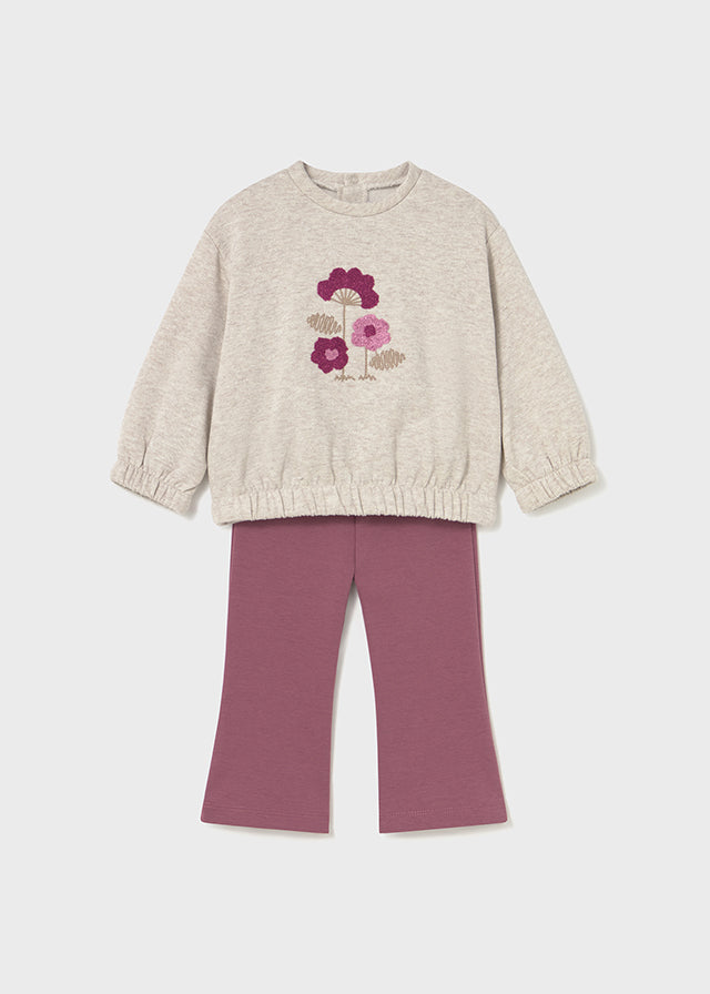 Completo leggings a zampa e felpa neonata