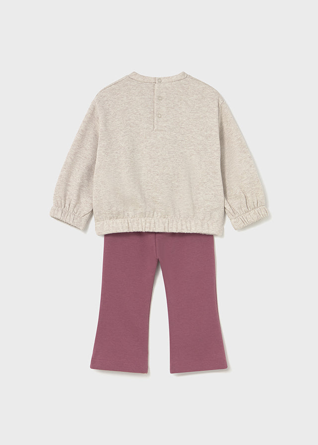 Completo leggings a zampa e felpa neonata