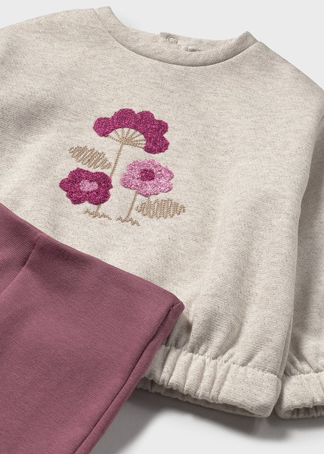 Completo leggings a zampa e felpa neonata