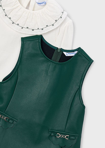 Vestito similpelle con blusa bambina