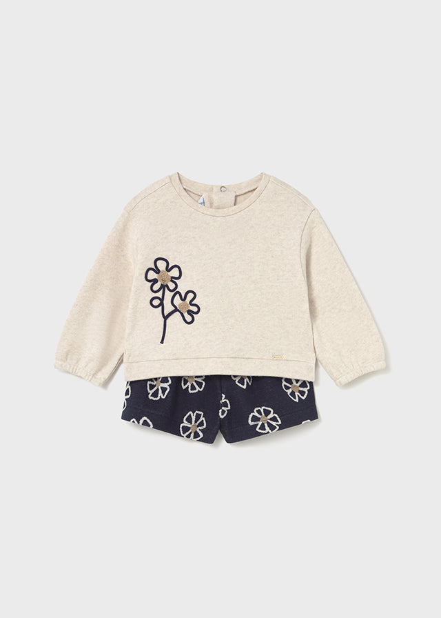 Completo pantaloncino fiori neonata
