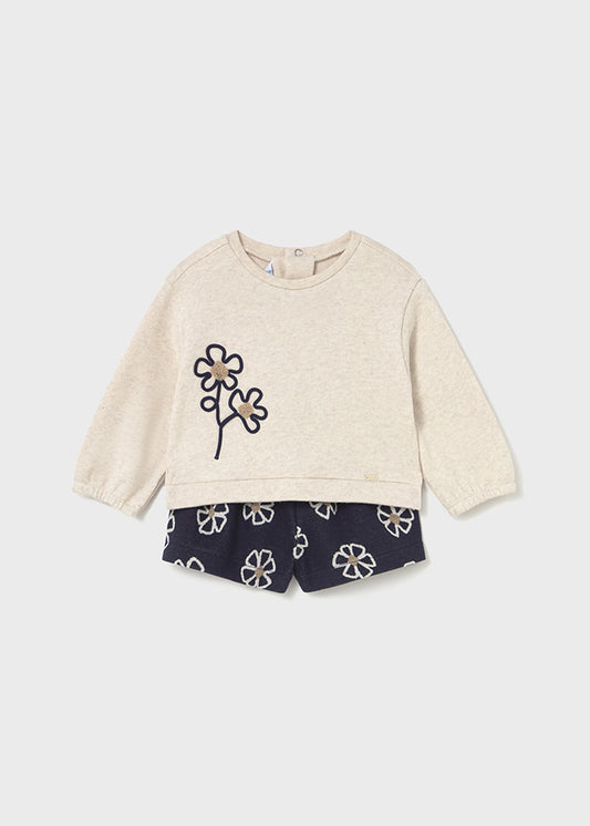 Completo pantaloncino fiori neonata