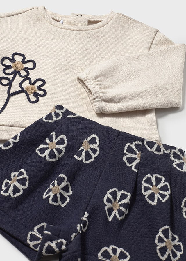 Completo pantaloncino fiori neonata
