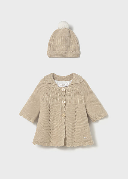 Capotto maglia con cappello neonata