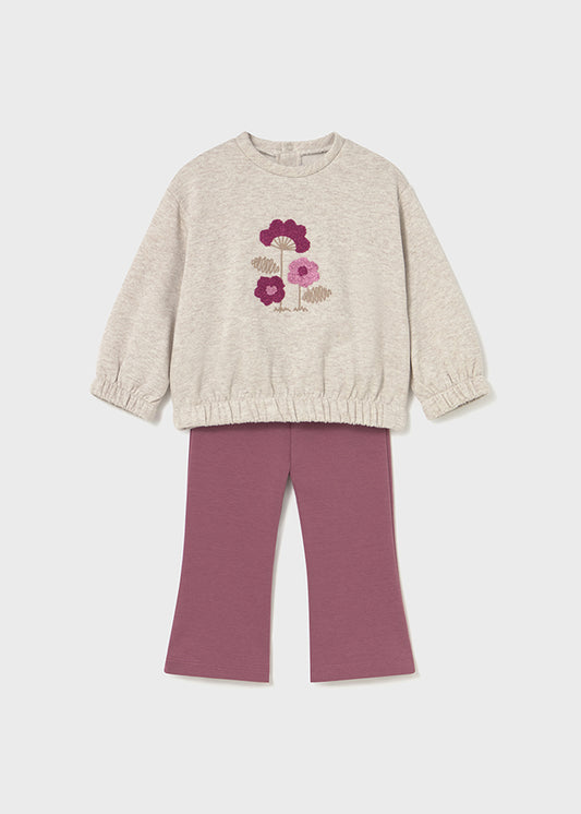 Completo leggings a zampa e felpa neonata