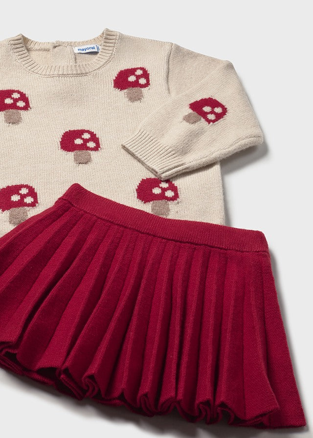 Completo gonna pieghe e maglione neonata