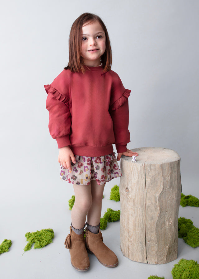 Felpa volant maniche bambina