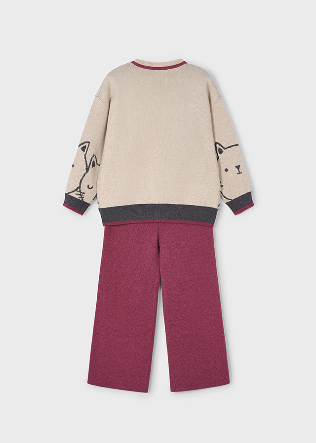Completo pantalone e maglione stampato bambina