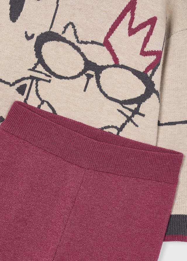 Completo pantalone e maglione stampato bambina