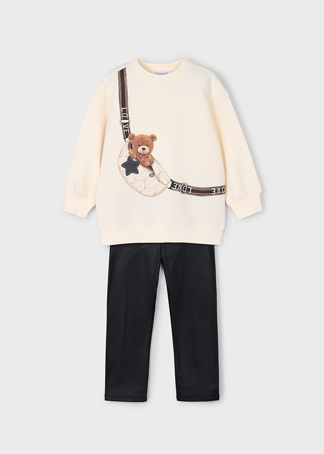 Completo leggings e felpa orso bambina
