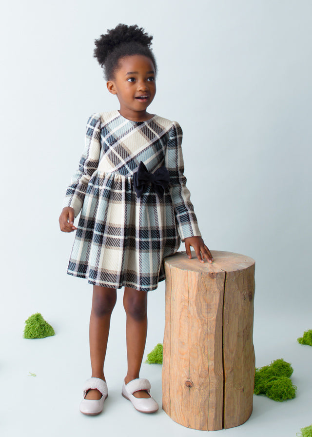 Vestito quadri velluto bambina