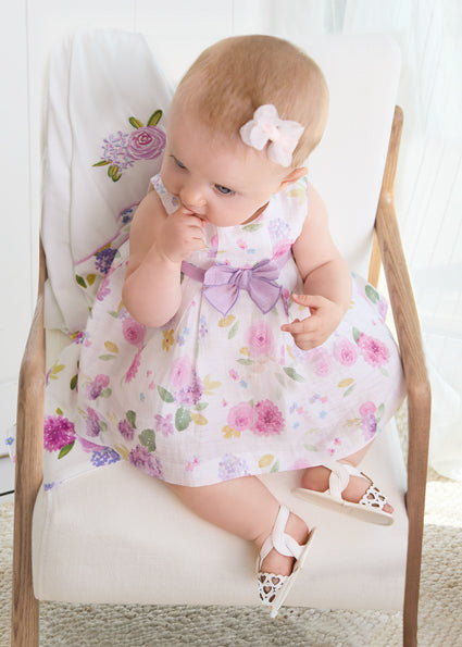 Vestito floreale lino neonata