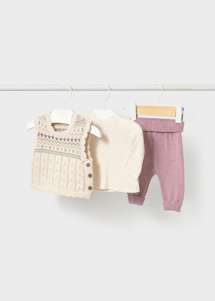 Completo 3 pezzi gilet neonata