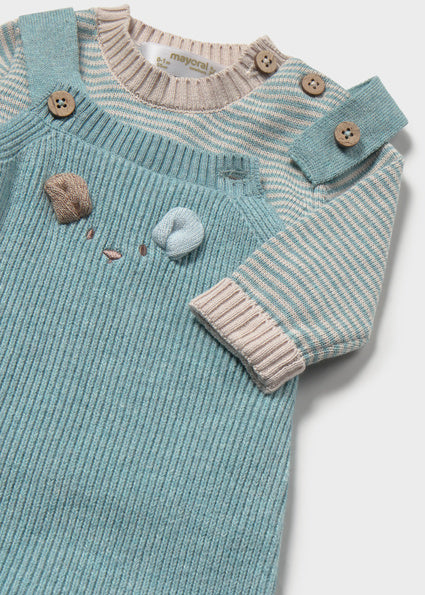 Completo salopette e maglione neonato