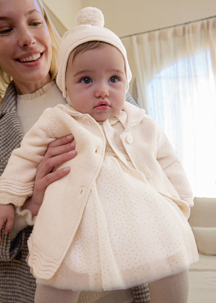 Cappotto a maglia con cappello neonata