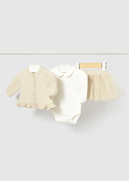 Completo 3 pezzi cardigan neonata