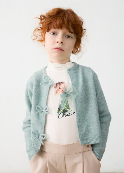 Cardigan a maglia con fiocchi bambina