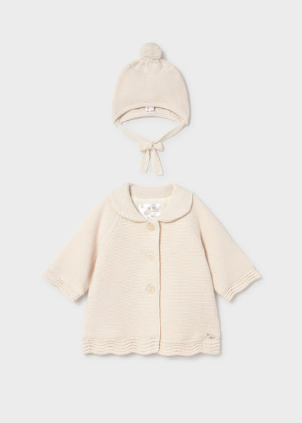 Cappotto a maglia con cappello neonata