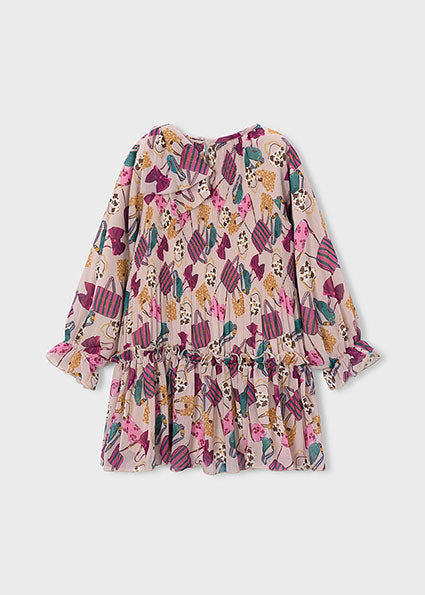 Vestito plissettato stampato bambina
