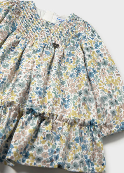 Vestito in velluto stampato neonata