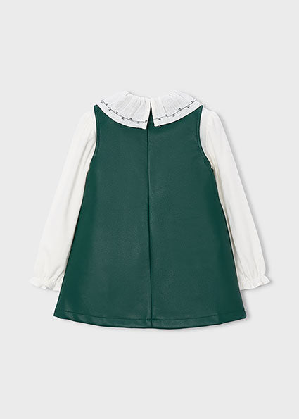 Vestito similpelle con blusa bambina