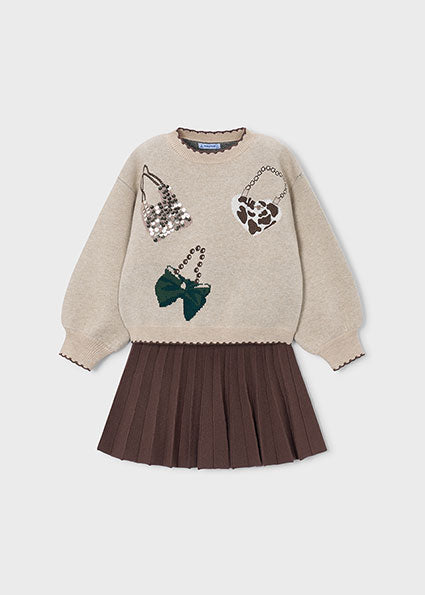 Completo gonna e maglione bambina