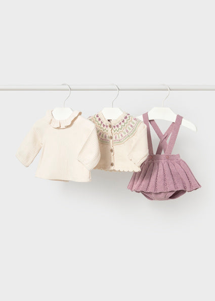 Completo 3 pezzi gonna neonata
