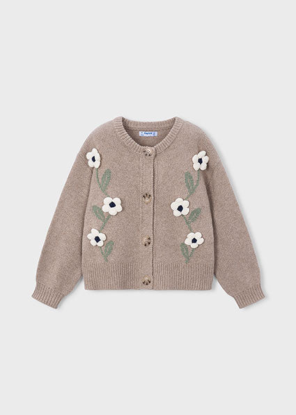 Cardigan a maglia fiori bambina