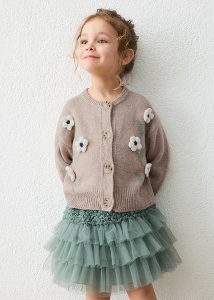 Cardigan a maglia fiori bambina