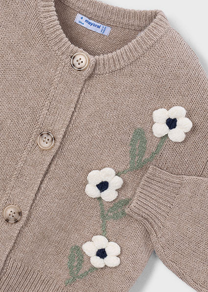 Cardigan a maglia fiori bambina