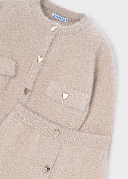 Completo gonna e cardigan in maglia bambina