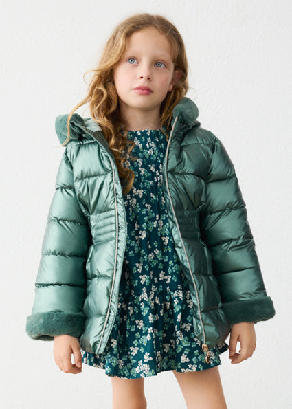 Giaccone metallizzato pellicciotto bambina