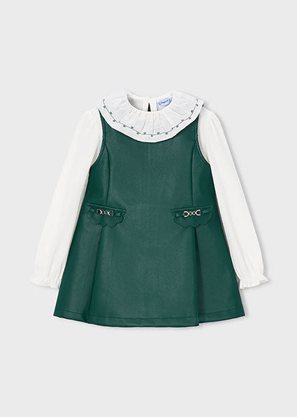 Vestito similpelle con blusa bambina
