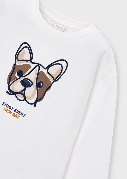 Maglietta cane ricamato bambino