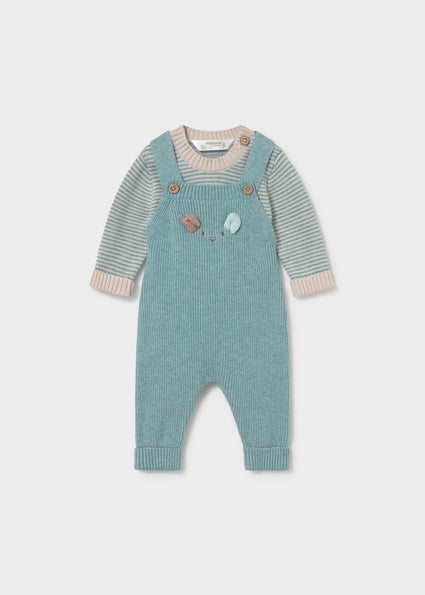Completo salopette e maglione neonato